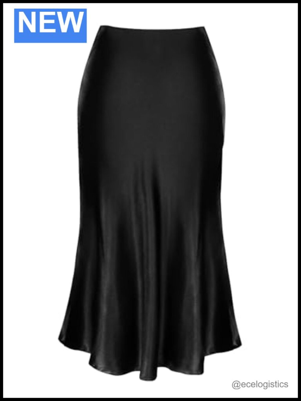 Womens Satin High Waisted Midi Skirt Elastic A-Line Silky Party Work